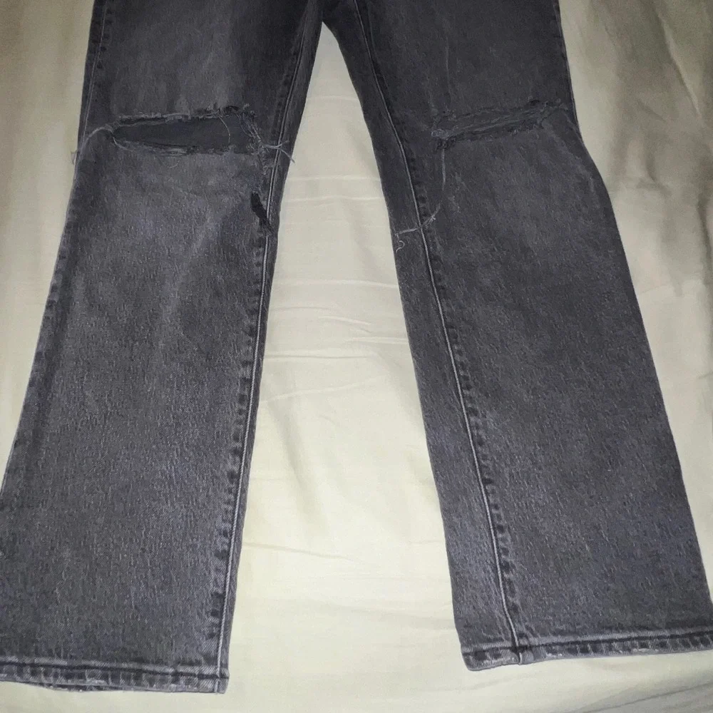 Madewell High-Rise‎ Slim Boyjean Caton Wash Distressed Grey Denim Jeans 30